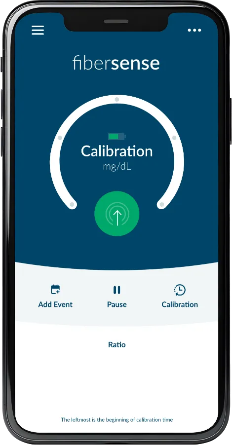 fibersense App - Smartphone mit Einblick in App